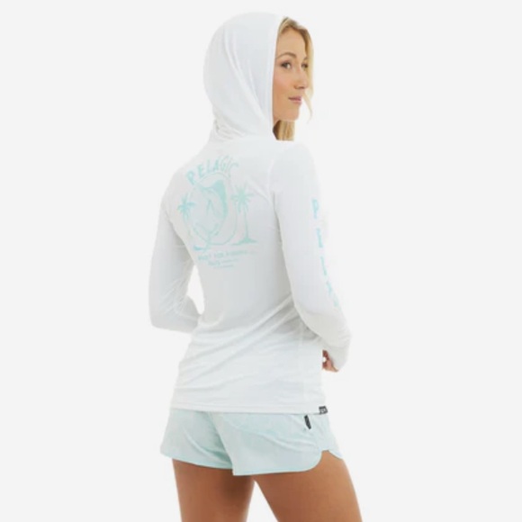 New PELAGIC women’s size medium hooded multi colors and styles UPF, white & aqua - Picture 9 of 16